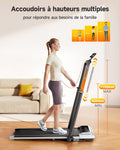 Tapis de course 6 en 1 pente 1 à 12% vitesse 12 km/h colonne télescopique 115 cm moteur 25 HP compact portable
