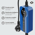 Câble charge EV type 2 Schuko 37 kW monophasé 8A 16A affichage numérique longueur 10 m