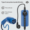 Câble charge EV type 2 Schuko 37 kW monophasé 8A 16A affichage numérique longueur 10 m