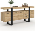 Buffet 180 cm 4 portes 3 tiroirs bois noir