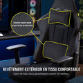 Fauteuil gaming tissu coussins mémoire forme gris noir