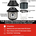 Multicuiseur Duo Crisp 11 en 1 76 L autocuiseur friteuse air mijoteuse vapeur sous vide déshydrateur gril