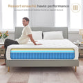 Matelas 180x200 cm épaisseur 26 cm hybride ressorts ensachés mémoire de forme H3 7 zones blanc
