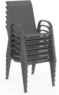 Salon jardin Madrid table 190 cm 8 chaises empilables gris anthracite