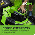Tondeuse gazon sans fil 48 V 46 cm sac 55 L avec batteries et chargeur