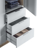 Armoire penderie 3 portes 3 tiroirs 121 x 180 x 52 cm chêne canadien blanc
