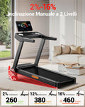 Tapis de course inclinable 16% 14 km/h pliable fréquence cardiaque moteur 35 CV LED charge 180 kg