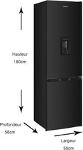 Réfrigérateur combiné congélateur bas GCB262BL 262L classe E noir