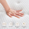 Matelas 180x200 cm épaisseur 26 cm hybride ressorts ensachés mémoire de forme H3 7 zones blanc