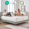 Matelas 180x200 cm épaisseur 26 cm hybride ressorts ensachés mémoire de forme H3 7 zones blanc