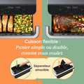Air fryer 10 L double résistance dual zone séparateur amovible 40 à 240 degrés