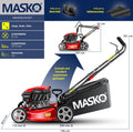Tondeuse essence 5 en 1 roue motrice largeur coupe 51 cm mulching éjection latérale hauteur réglable