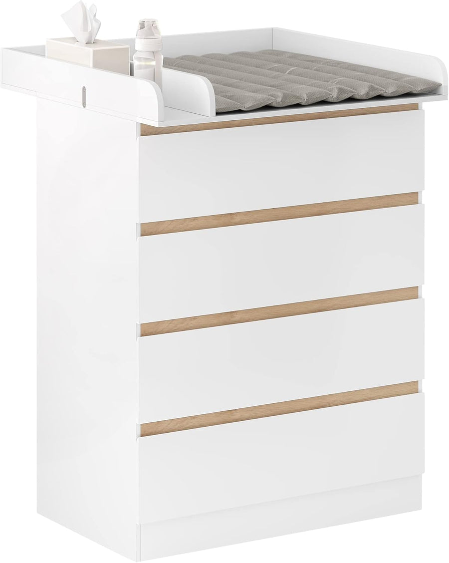 Table à langer avec commode 4 tiroirs bois blanc chêne clair