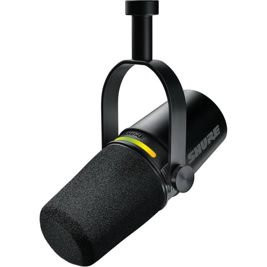 Microphone podcast USB C XLR auto level filtre anti pop réverbération