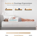 Matelas 180x200 cm épaisseur 26 cm hybride ressorts ensachés mémoire de forme H3 7 zones blanc