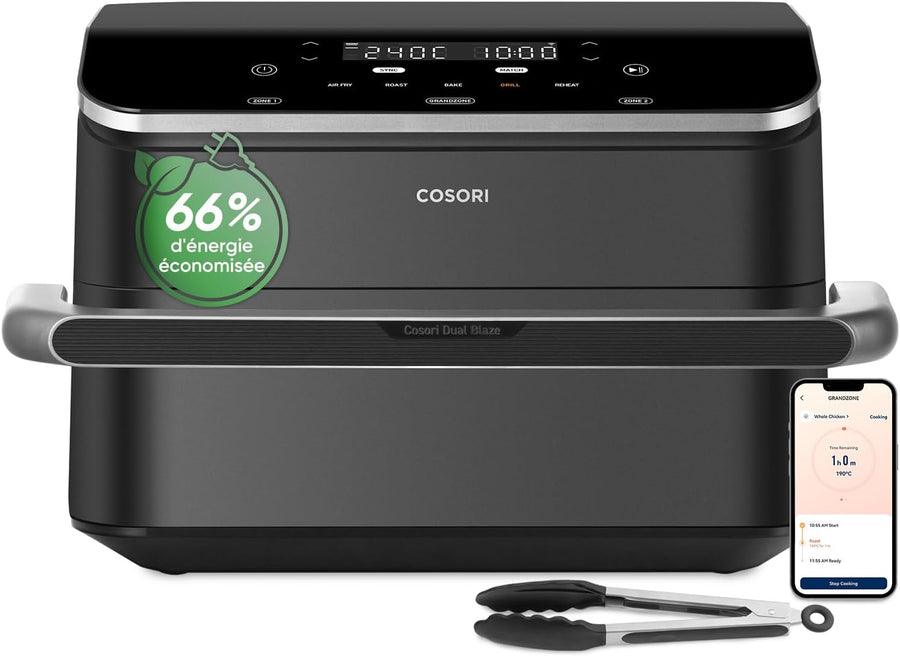 Air fryer 10 L double résistance dual zone séparateur amovible 40 à 240 degrés