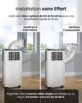 Climatiseur mobile 9000 BTU 4 en 1 WiFi minuterie 24 h télécommande kit fenêtre 22 m² classe A