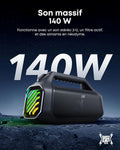 Enceinte Bluetooth 140 W stéréo BassUp 20 h IPX7 lumières RGB