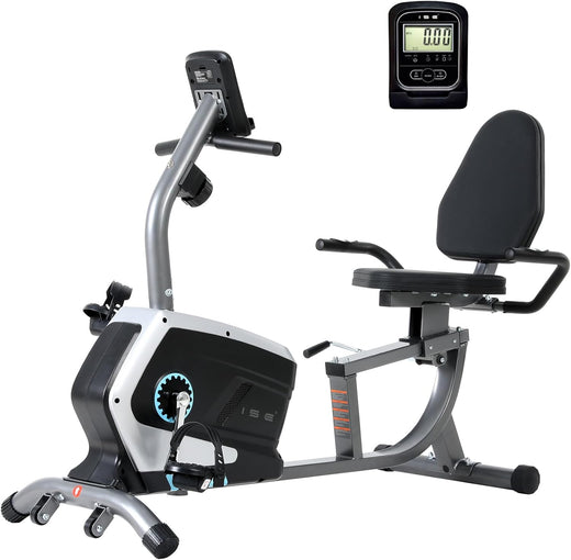 Vélo d appartement semi allongé magnétique 8 niveaux siège réglable écran LCD
