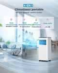 Climatiseur mobile 9000 BTU 26 kW télécommande 4 en 1 silencieux LED minuterie 24h surface 25 m²