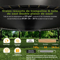 Trampoline extérieur 228 305 366 427 cm filet sécurité charge 150 kg