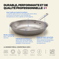Set 3 poêles inox induction 20 26 28 cm manches rivetés sans PFAS
