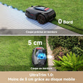 Robot tondeuse 800 m2 IA LiDAR 3D coupe bordures 5 cm sécurité animaux