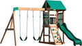 Aire de jeux en bois maisonnette extérieur balançoire toboggan bac à sable