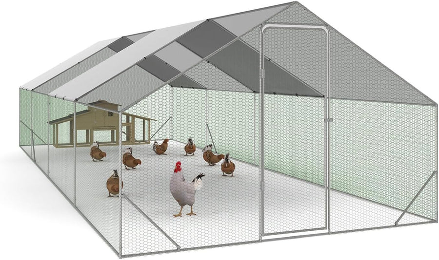 Enclos poulailler 24 m2 acier galvanisé porte coulissante