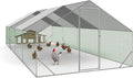 Enclos poulailler 24 m² parc grillagé 8 x 3 m acier galvanisé vert gris