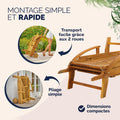 Chaises longues jardin Tami Sun bois acacia pliantes roues type transat bain de soleil