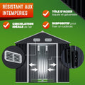 Abri jardin métal 2 m2 200x135x190 cm porte coulissante anthracite