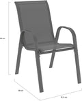 Salon jardin Madrid table 190 cm 8 chaises empilables gris anthracite