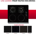 Plaque de cuisson induction et gaz 4 foyers 3400W 4600W encastrement 56x49 cm