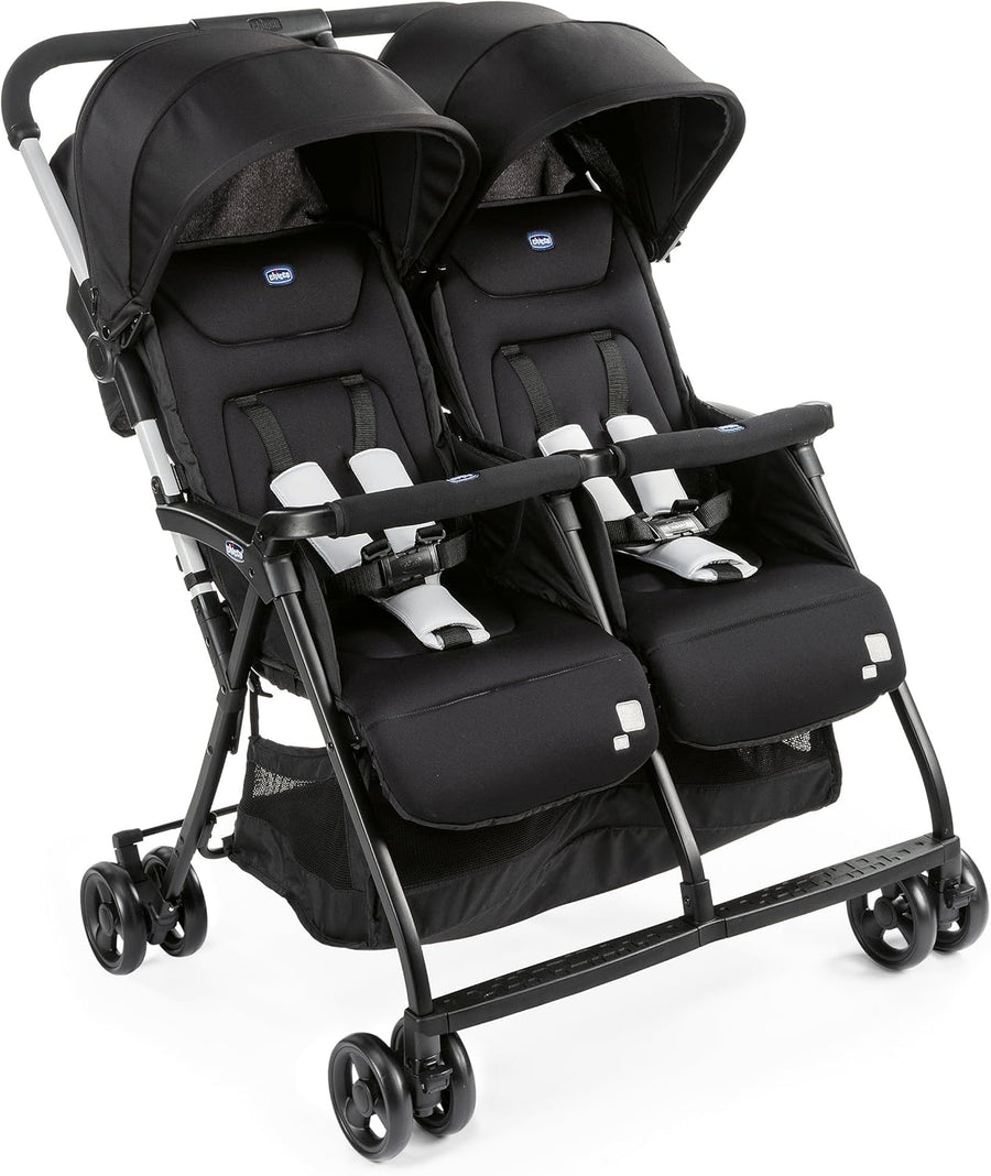 Poussette double tandem Ohlalà inclinable pliable jumeaux jusqu’à 15kg capote extensible noir
