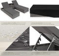 Set 2 chaises longues bain de soleil dossier réglable table aluminium résine tressée housses protection gris