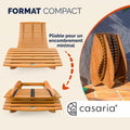 Lot 2 chaises longue bascule bois acacia pliables ergonomiques