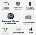 Vélo électrique 27,5 pouces moteur 250 W batterie 36 V 15,6 Ah autonomie 100 km 7 vitesses