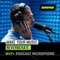 Microphone podcast USB C XLR auto level filtre anti pop réverbération