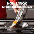 Set 3 poêles inox induction 20 26 28 cm manches rivetés sans PFAS