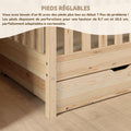 Lit cabane enfant 190x90 cm bois naturel avec tiroirs barrière amovible
