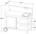 Desserte jardin Nova 110 chariot plan de travail roulettes support plancha barbecue noir gris