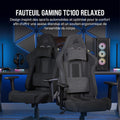 Fauteuil gaming tissu coussins mémoire forme gris noir