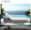 Set 2 chaises longues bain de soleil dossier réglable table aluminium résine tressée housses protection gris