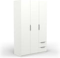 Armoire dressing 3 portes 2 tiroirs 4 niches blanc mat
