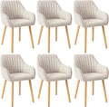 Chaises salle à manger lot de 6 avec accoudoirs rembourrées pieds bois
