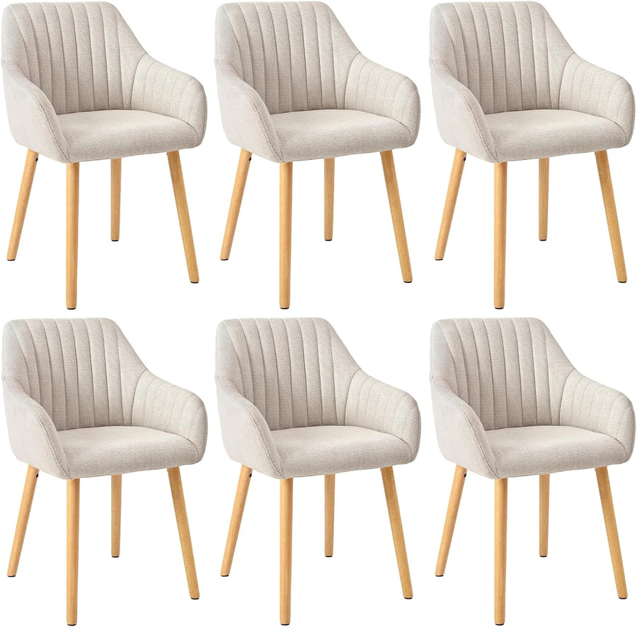 Chaises salle à manger lot de 6 avec accoudoirs rembourrées pieds bois