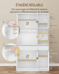Buffet haut vaisselier avec prises LED plans travail tiroirs 40x100x180 cm blanc
