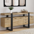 Buffet 180 cm 4 portes 3 tiroirs bois noir