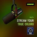 Microphone podcast USB C XLR auto level filtre anti pop réverbération